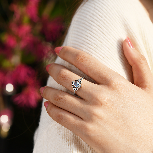 model wearing No Mud No Lotus Ring