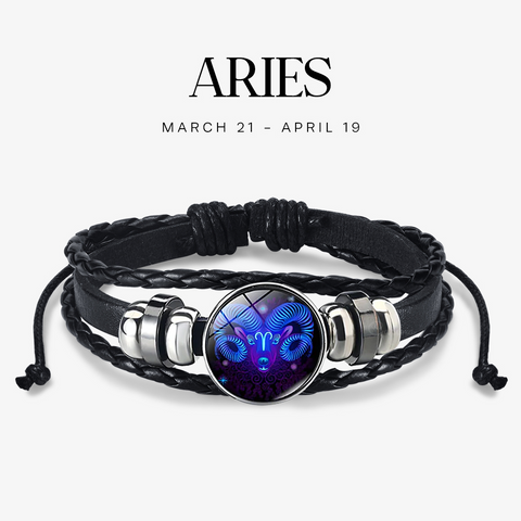 aries zodiac sign bracelet on white background