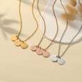 Personalized Initial Disc Necklace in Gold, Silver, and Rose Gold variants creative shot