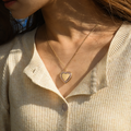 model wearing gold Dainty Heart Locket Necklace