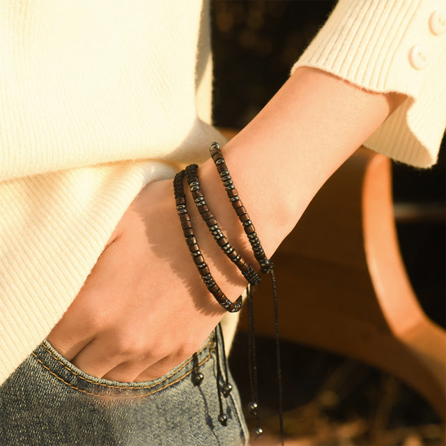 female model wearing Inspirational Morse Code Bracelets