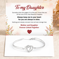 Mother & Daughter Forever Linked Together Double Heart Bracelet card design and message