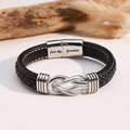 Grandmother and Grandson Forever Linked Together Braided Leather Bracelet creative shot on a plain canvas