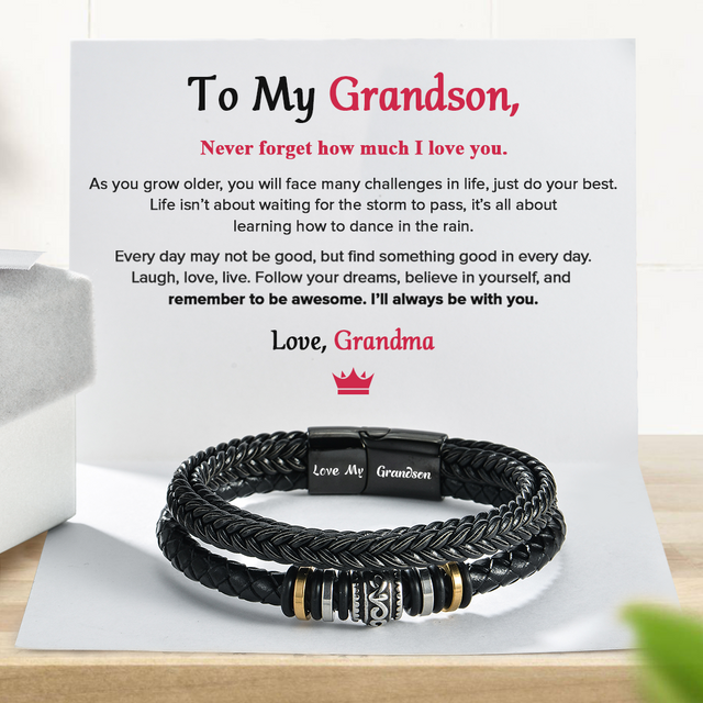 To My Grandson 'I Will Always Be With You' Double-Row Bracelet – Carina