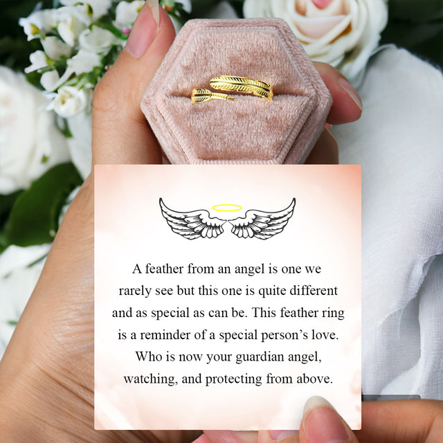 Message card design of Personalized Adjustable Plume Ring with white flowers