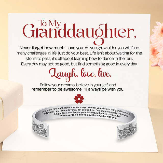 To My Granddaughter, I Will Always Be With You Bracelet Card Message