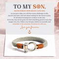 To My Son, I Will Always Be With You Omega Gray Nautical Bracelet with heartwarming message card