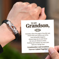 Grandmother and Grandson Forever Linked Together Braided Leather Bracelet with the heartwarming message card