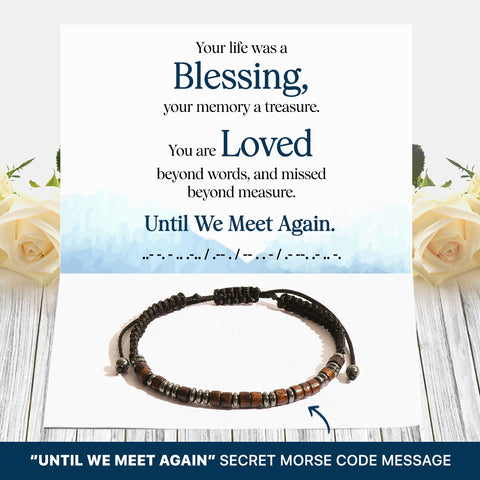 Card Message of Until We Meet Again Memorial Morse Code Bracelet