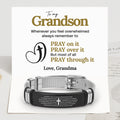 To My Grandson, Pray Through The Lord's Prayer Steel Bracelet Card Creative