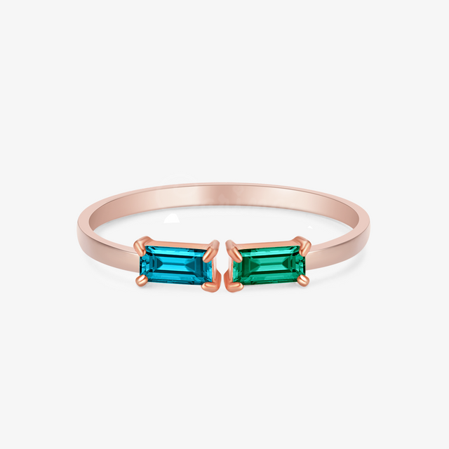 rose gold Personalized Baguette Birthstones Ring