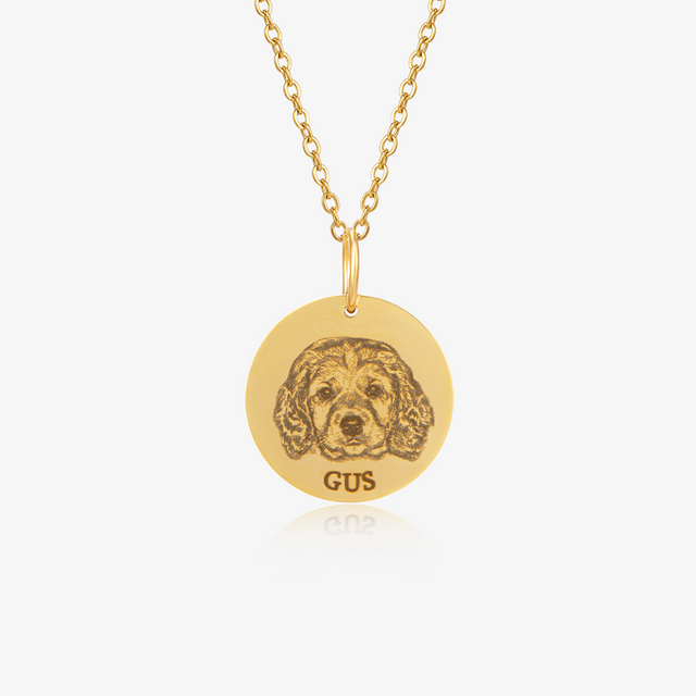 gold variant Custom Pet Portrait Necklace on white background