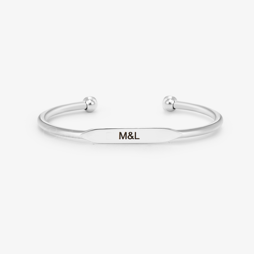silver-colored Custom Engraved Bangle