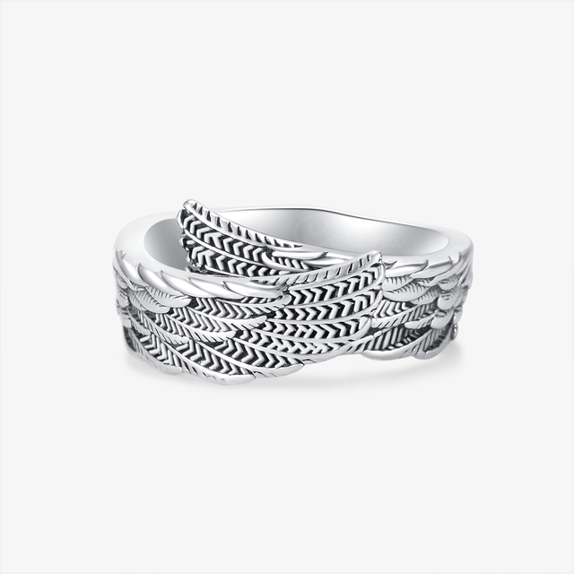 Guardian Angel Wing Ring on white background