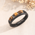 To My Son, Love You Forever Natural Tiger Eye Leather Bracelet lifestyle shot