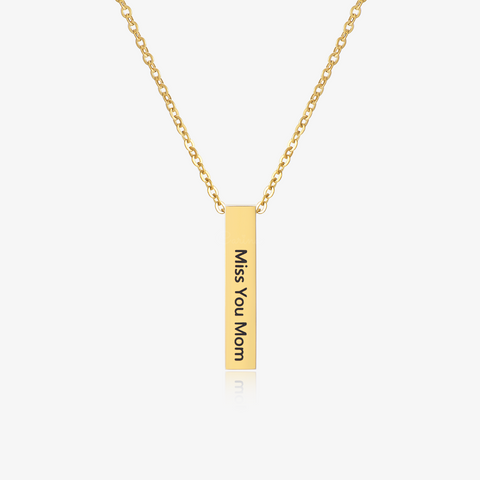 Personalized Message Bar Necklace in gold variant on a white background