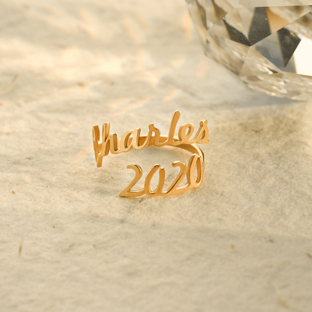 Custom Double Name Rings lifestyle shot