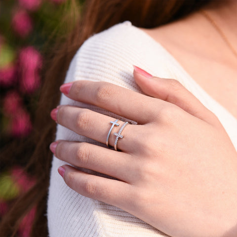 model wearing Double Cross Ring