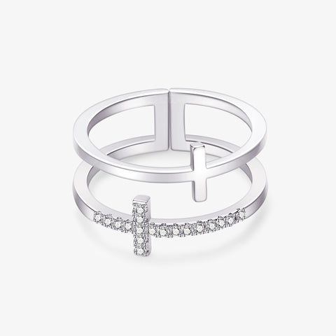 Double Cross Ring on white background