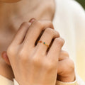 model wearing gold Dual Birthstone Ring