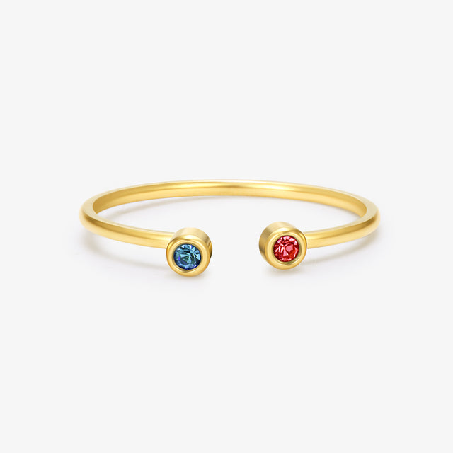 gold Dual Birthstone Ring on white background