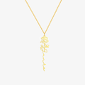 Gold Personalized Name with Birth Flower Necklace on white background