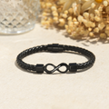 Lifestyle shot of Personalized Dual Name Infinity Leather Bracelet