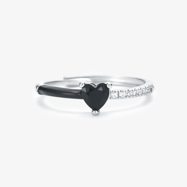 I'm Choosing My Peace Black Enamel Ring in white background