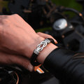 male model wearing Mother and Son Forever Linked Together Braided Leather Bracelet