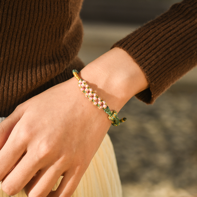 Grandmother & Granddaughter ‘Be Brave and Be Strong’ Blossom Knot Bracelet Model Image