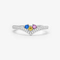 Personalized Birthstones Pave Ring with 3 stones on a white background