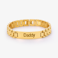 gold Personalized Steel Band Bracelet on a white background