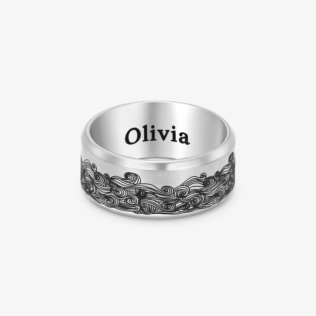 Personalized Wave Ring on white background