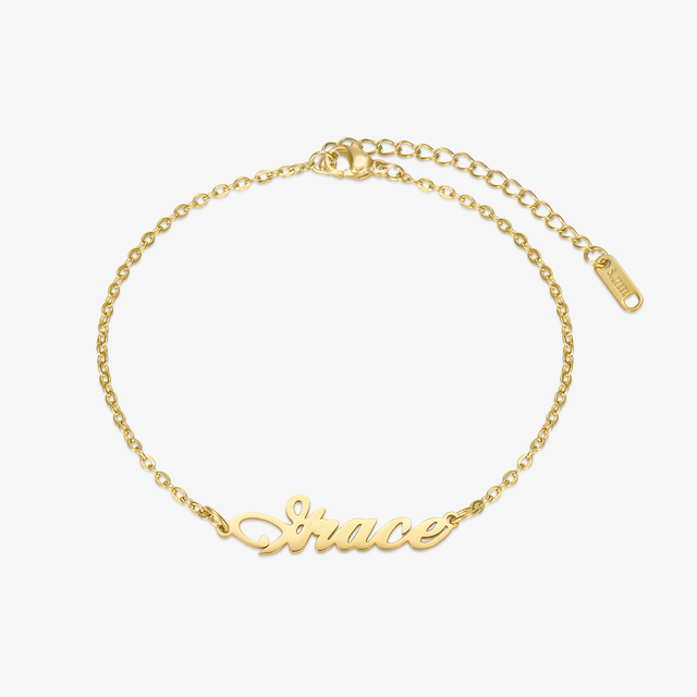 Gold variant of Personalized Script Name Bracelet