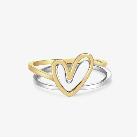 Self Love Layered Heart Ring on white background