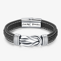 To My Grandson, Love You Forever Linked Braided Leather Bracelet on white background