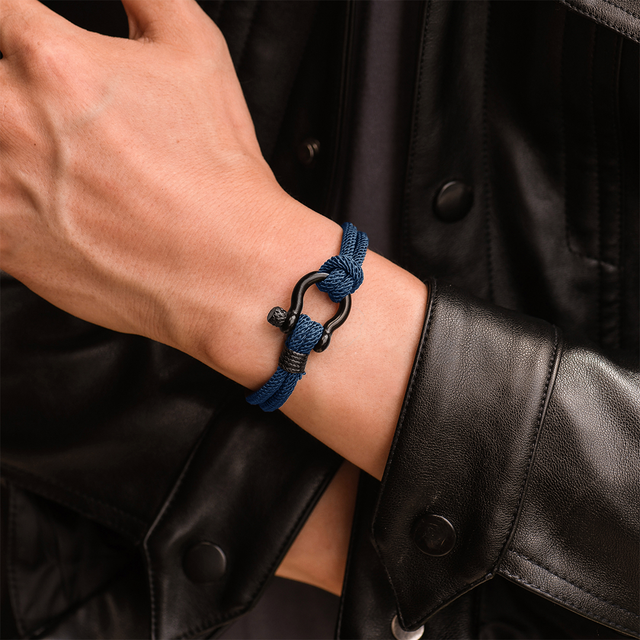 male model wearing blue “I Love You, My Grandson” Nautical Bracelet