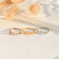 rose gold, gold, silver Stackable Dainty Name Rings on white canvas