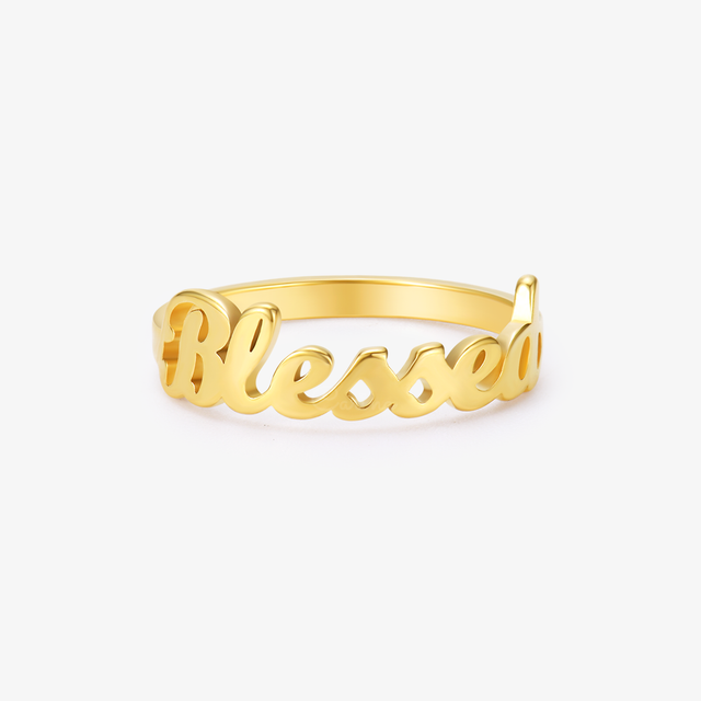 gold Stackable Dainty Name Ring