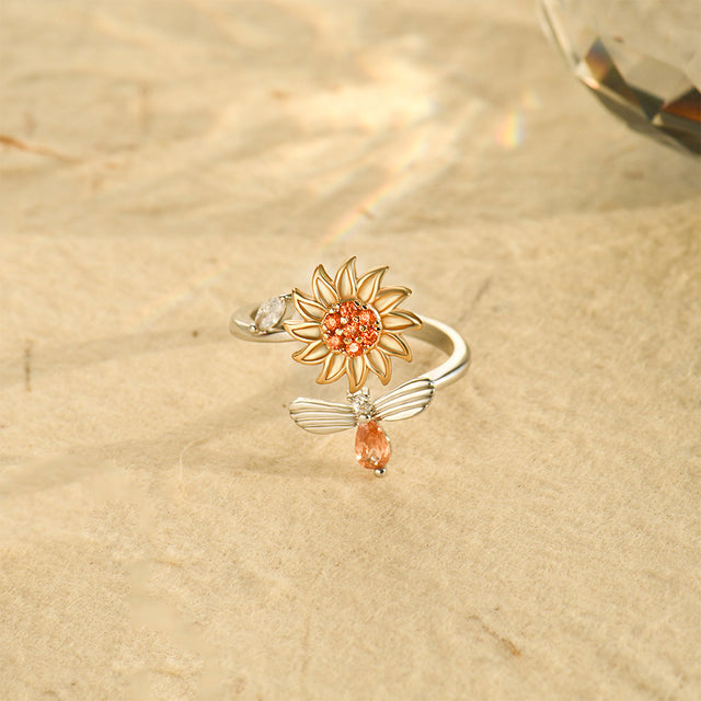 Sunflower Fidget Ring on sand