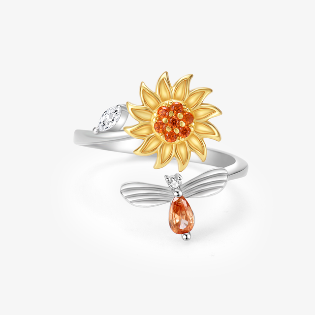 Sunflower Fidget Ring on white background