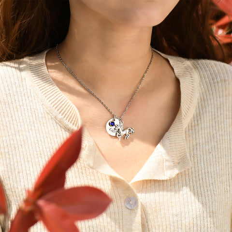 model wearing Unicorn Birthstone Necklace