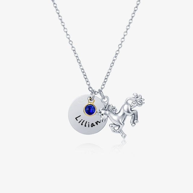 Unicorn Birthstone Necklace on white background