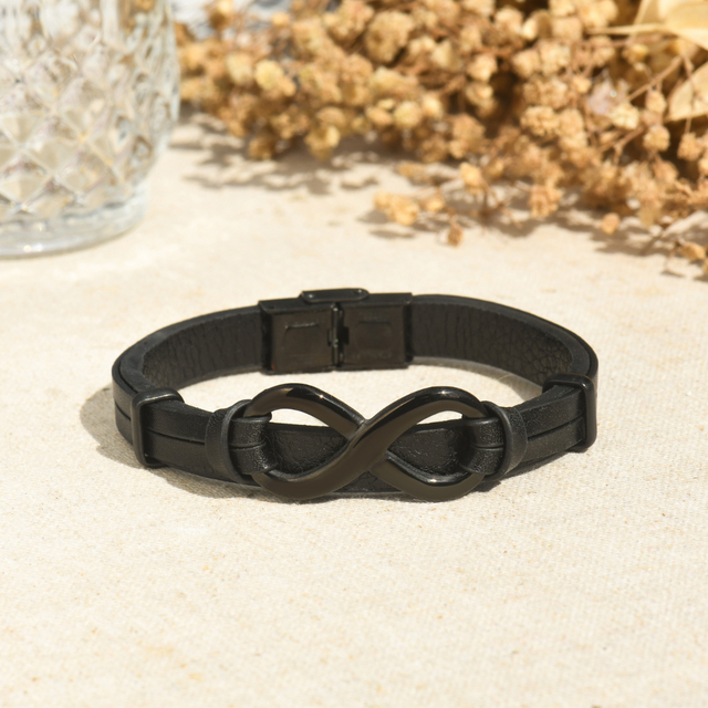 To My Man, Forever and Always Infinity Leather Bracelet in creative shot 