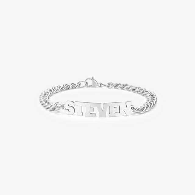 Personalized Chain Link Bracelet on white background