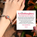 To My Granddaughter Love You Forever Jasper Heart Beaded Bracelet model holding card message