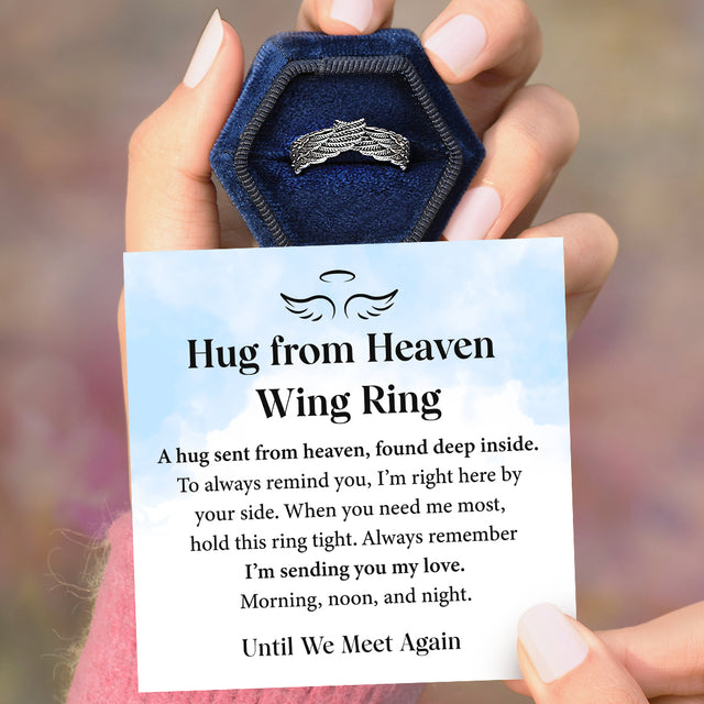 Hug From Heaven Personalized Wing Ring with heartwarming message card