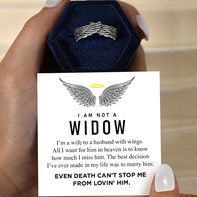 I'm Not A Widow, I'm A Wife To A Husband With Wings Ring with heartwarming card message