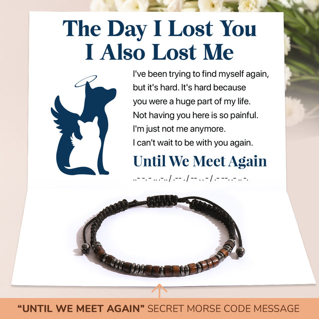 The Day I Lost You Pet Memorial Morse Code Bracelet with heartwarming message card