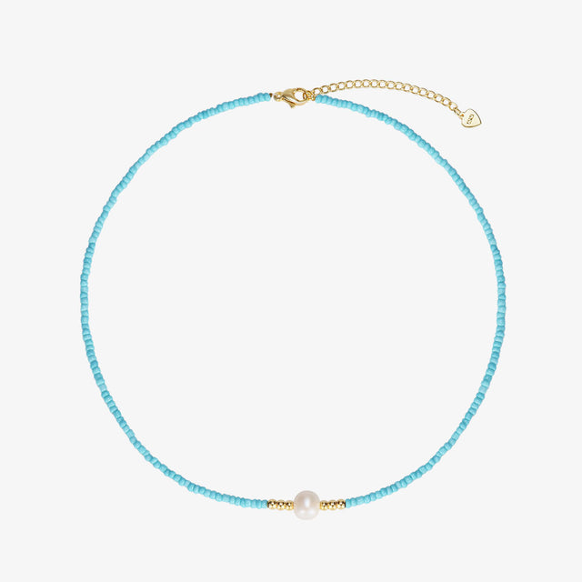 To My Granddaughter, I Am So Proud Of You Freshwater Pearl Necklace (turquoise) on a white background